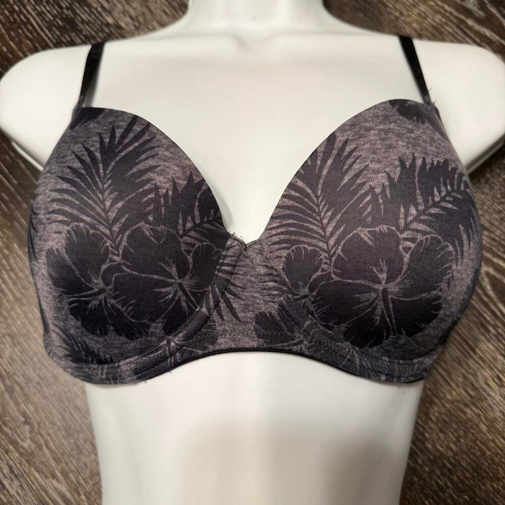Pink Victoria's Secret Wear Everywere Lightly Padded Black/Gray Palms Bra 34D